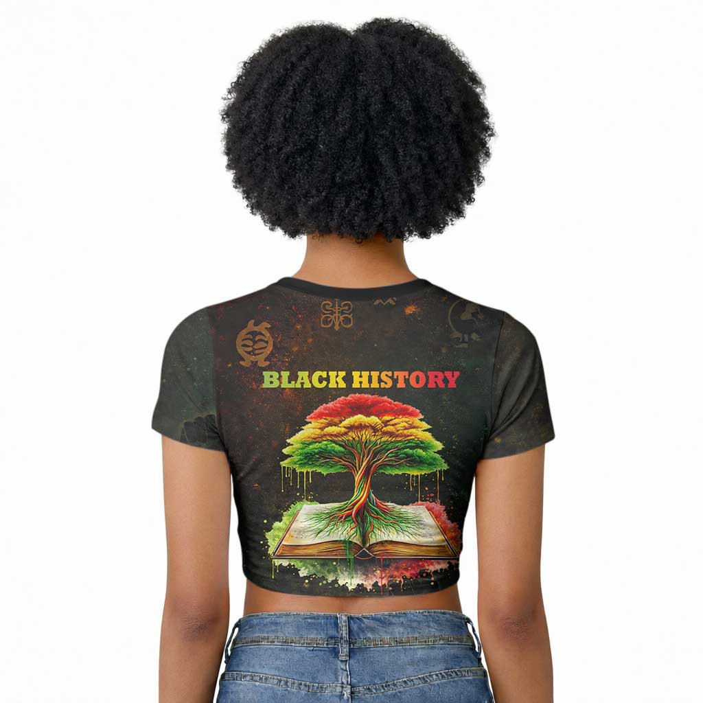 Black History Tree of Knowledge Raglan Cropped T shirt Pan-African Afrocentric Drip Art Illustration