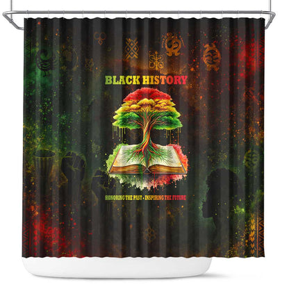 Black History Tree of Knowledge Shower Curtain Pan-African Afrocentric Drip Art Illustration