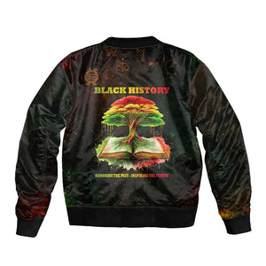 Black History Tree of Knowledge Sleeve Zip Bomber Jacket Pan-African Afrocentric Drip Art Illustration