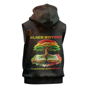 Black History Tree of Knowledge Sleeveless Hoodie Pan-African Afrocentric Drip Art Illustration