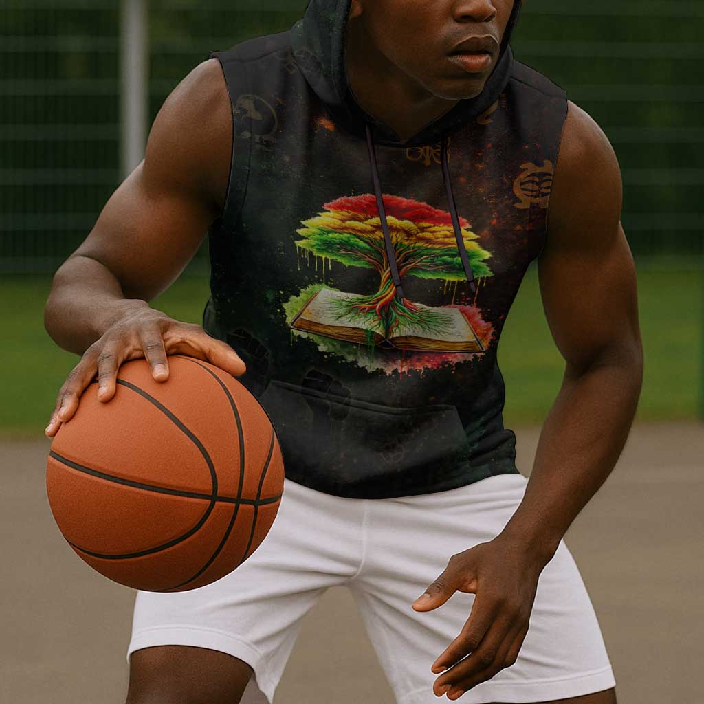 Black History Tree of Knowledge Sleeveless Hoodie Pan-African Afrocentric Drip Art Illustration