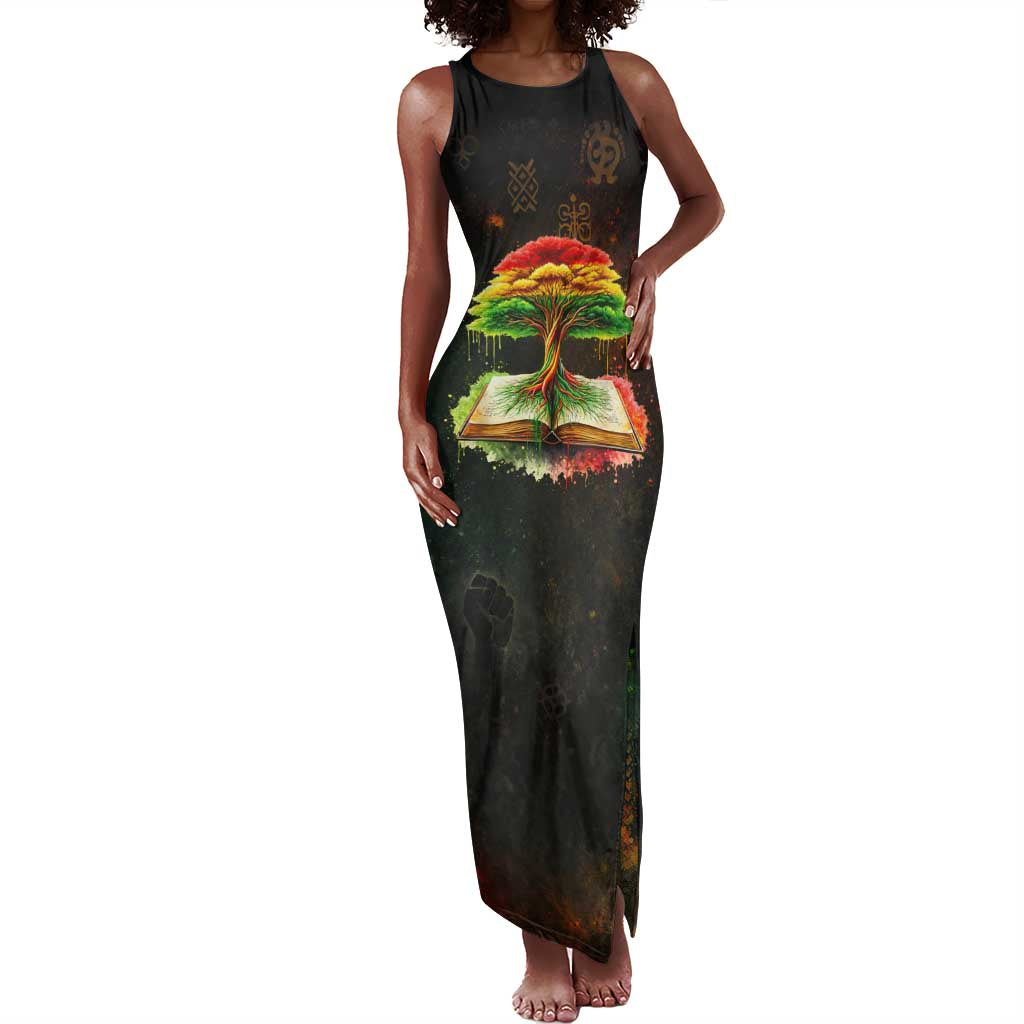 Black History Tree of Knowledge Tank Maxi Dress Pan-African Afrocentric Drip Art Illustration