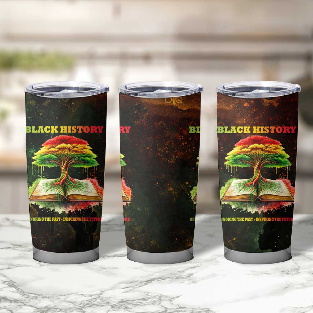 Black History Tree of Knowledge Tumbler Cup Pan-African Afrocentric Drip Art Illustration