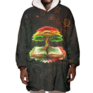 Black History Tree of Knowledge Wearable Blanket Hoodie Pan-African Afrocentric Drip Art Illustration