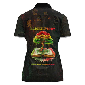 Black History Tree of Knowledge Women Polo Shirt Pan-African Afrocentric Drip Art Illustration