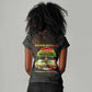 Black History Tree of Knowledge Women V-Neck T-Shirt Pan-African Afrocentric Drip Art Illustration