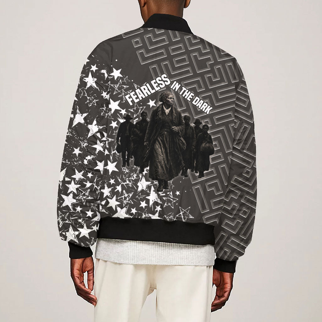 Harriet Tubman Underground Railroad Bomber Jacket Fearless In The Dark - Civil Rights Hero Vintage Art