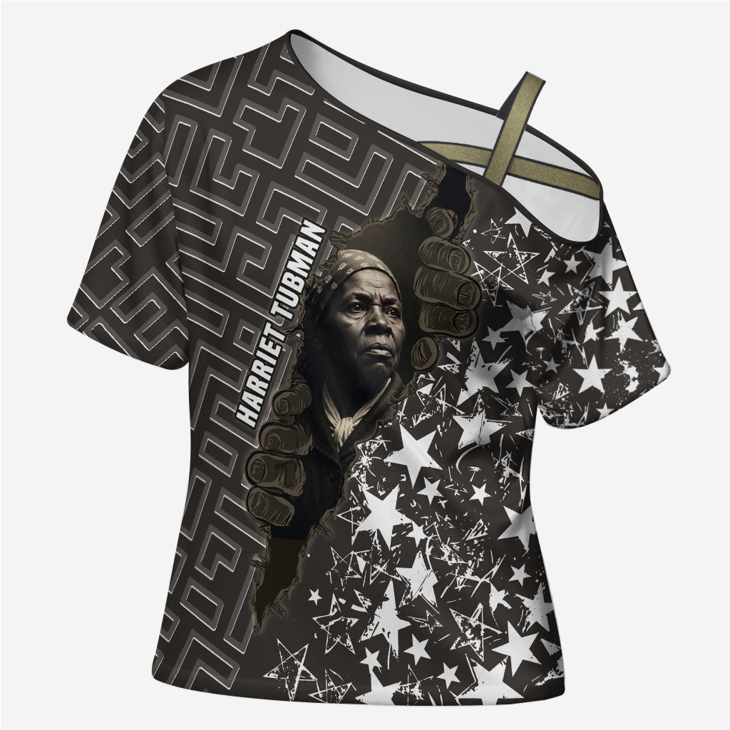 Harriet Tubman Underground Railroad Cross Shoulder Shirt Fearless In The Dark - Civil Rights Hero Vintage Art