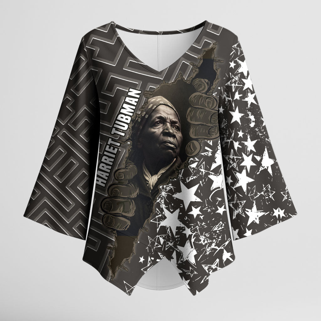Harriet Tubman Underground Railroad Kimono Sleeve Blouse Fearless In The Dark - Civil Rights Hero Vintage Art