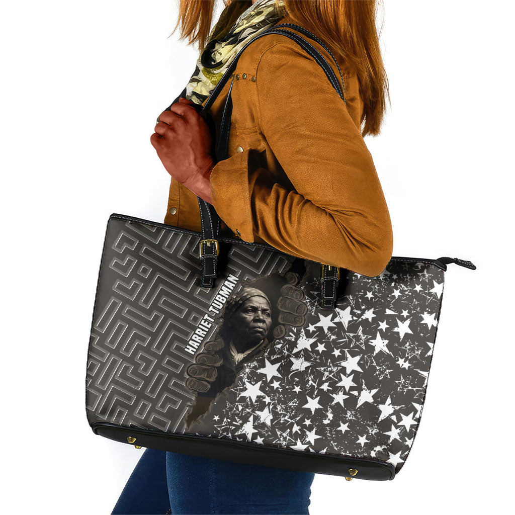 Harriet Tubman Underground Railroad Leather Tote Bag Fearless In The Dark - Civil Rights Hero Vintage Art