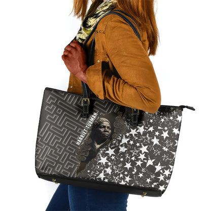 Harriet Tubman Underground Railroad Leather Tote Bag Fearless In The Dark - Civil Rights Hero Vintage Art