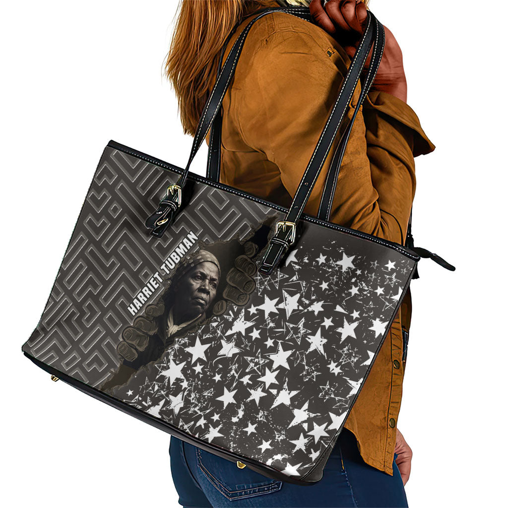 Harriet Tubman Underground Railroad Leather Tote Bag Fearless In The Dark - Civil Rights Hero Vintage Art