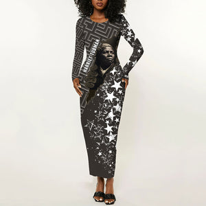 Harriet Tubman Underground Railroad Long Sleeve Bodycon Dress Fearless In The Dark - Civil Rights Hero Vintage Art