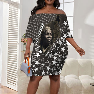 Harriet Tubman Underground Railroad Off Shoulder Short Dress Fearless In The Dark - Civil Rights Hero Vintage Art