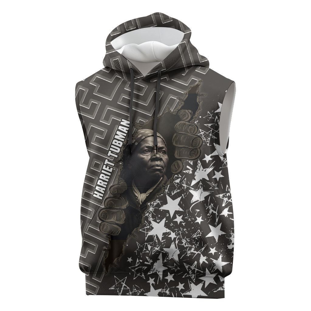Harriet Tubman Underground Railroad Sleeveless Hoodie Fearless In The Dark - Civil Rights Hero Vintage Art