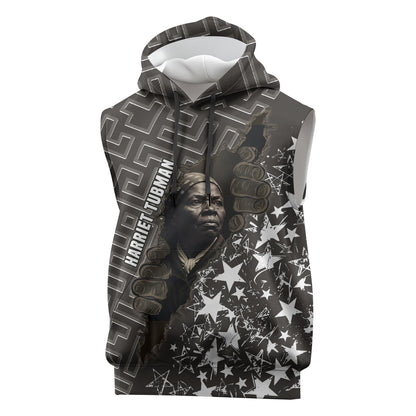 Harriet Tubman Underground Railroad Sleeveless Hoodie Fearless In The Dark - Civil Rights Hero Vintage Art