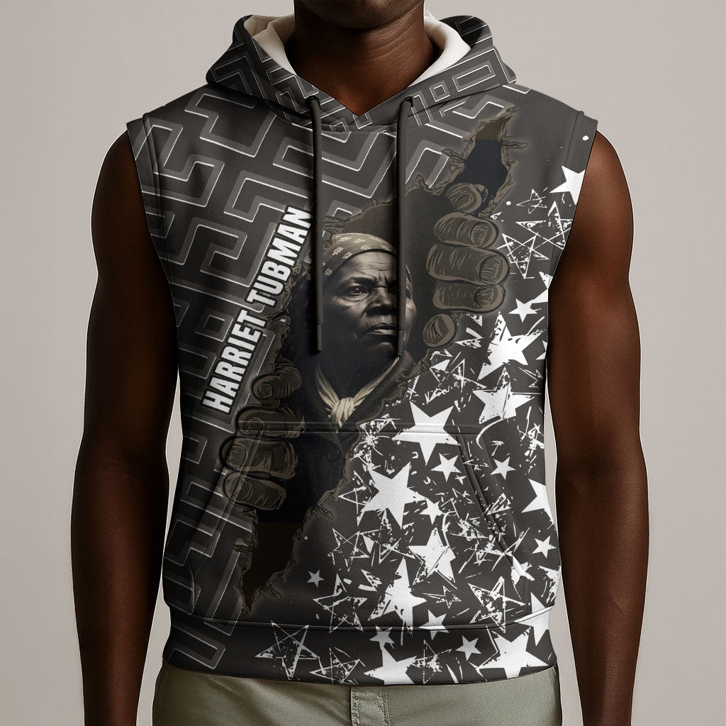 Harriet Tubman Underground Railroad Sleeveless Hoodie Fearless In The Dark - Civil Rights Hero Vintage Art