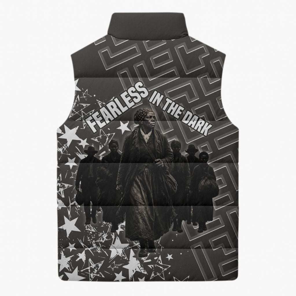 Harriet Tubman Underground Railroad Sleeveless Puffer Jacket Fearless In The Dark - Civil Rights Hero Vintage Art