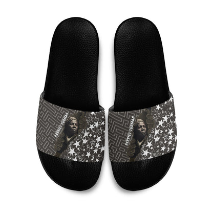 Harriet Tubman Underground Railroad Slide Sandals Fearless In The Dark - Civil Rights Hero Vintage Art