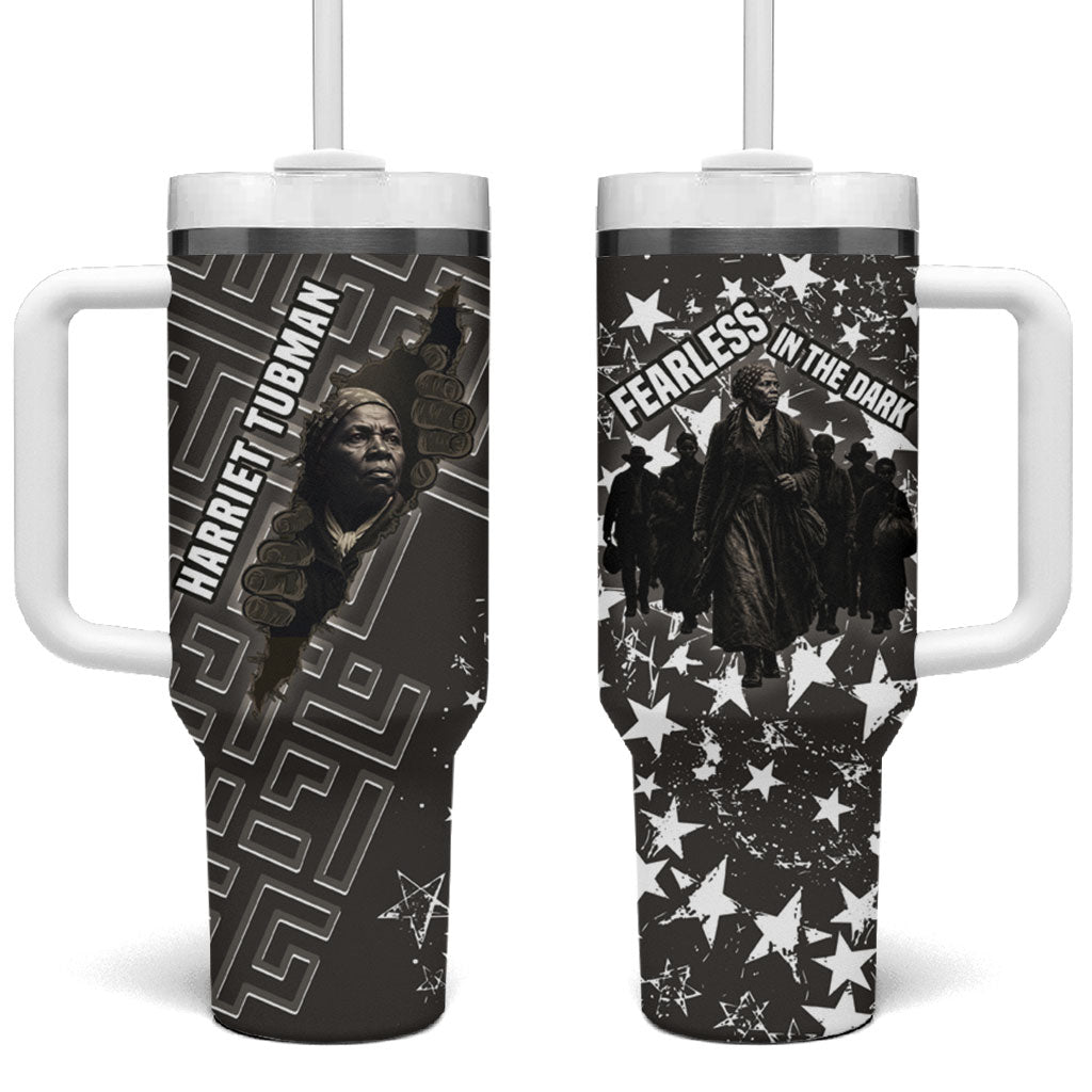 Harriet Tubman Underground Railroad Tumbler With Handle Fearless In The Dark - Civil Rights Hero Vintage Art