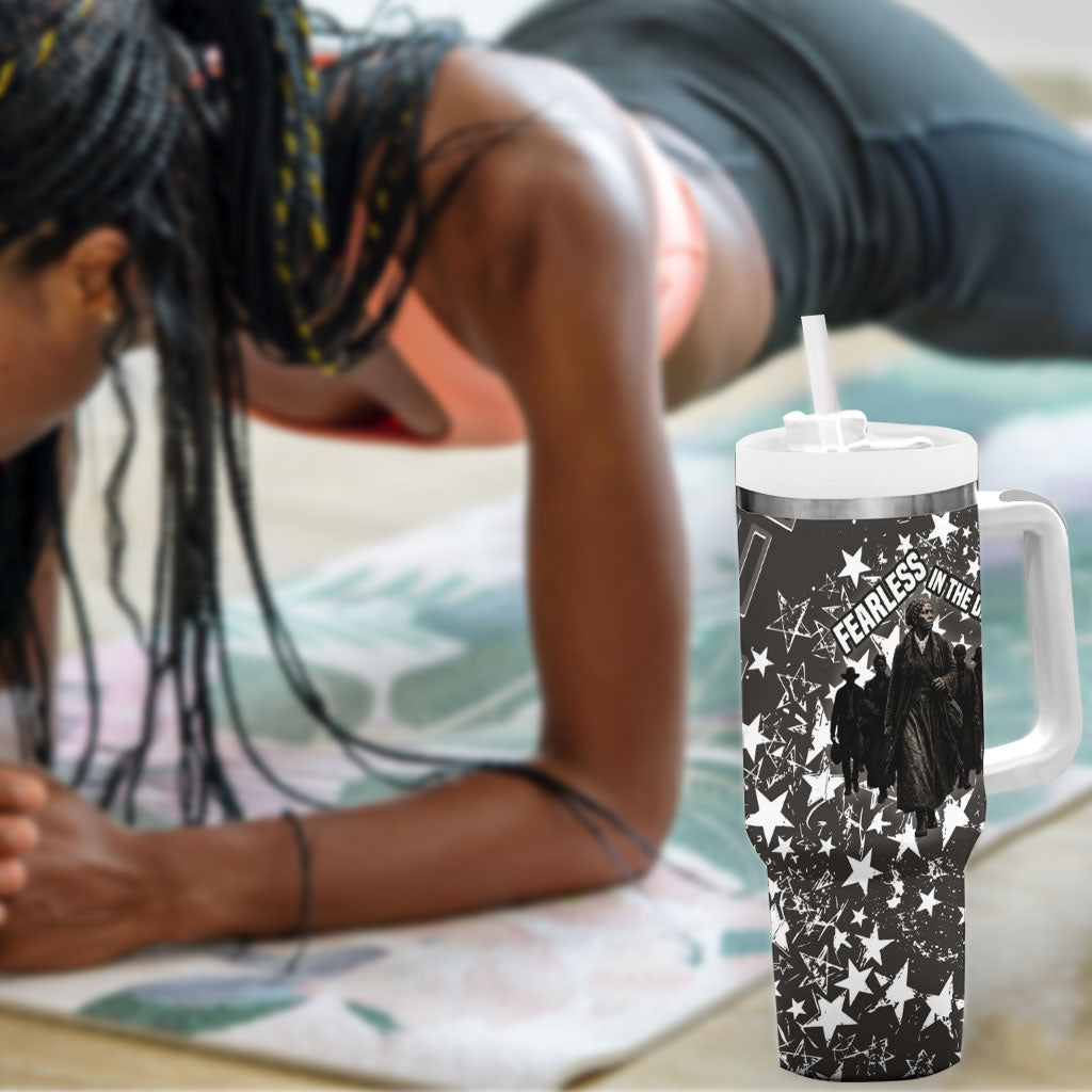 Harriet Tubman Underground Railroad Tumbler With Handle Fearless In The Dark - Civil Rights Hero Vintage Art