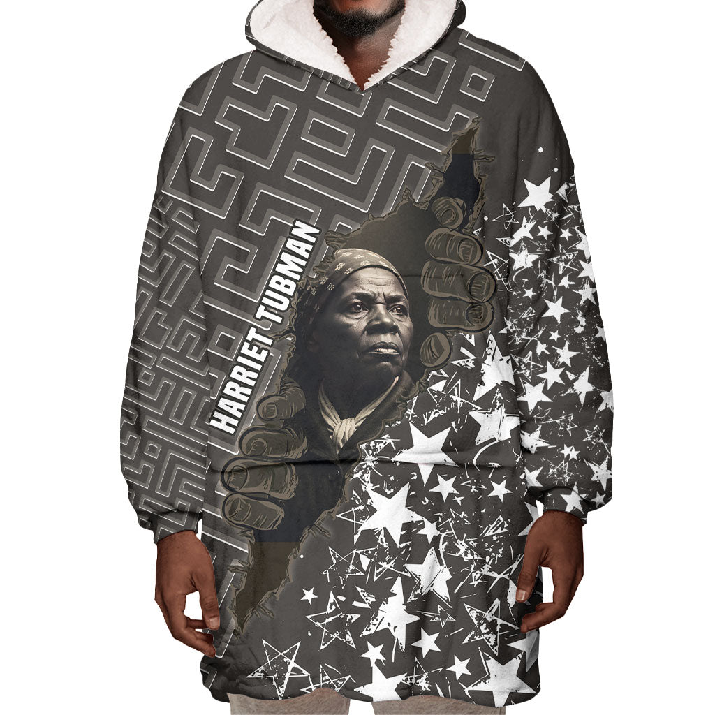 Harriet Tubman Underground Railroad Wearable Blanket Hoodie Fearless In The Dark - Civil Rights Hero Vintage Art