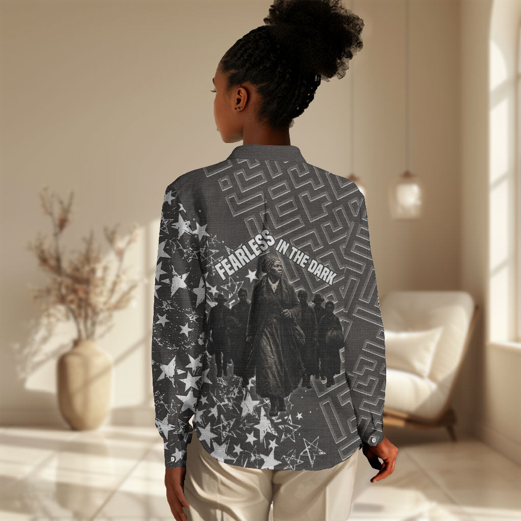 Harriet Tubman Underground Railroad Women Casual Shirt Fearless In The Dark - Civil Rights Hero Vintage Art