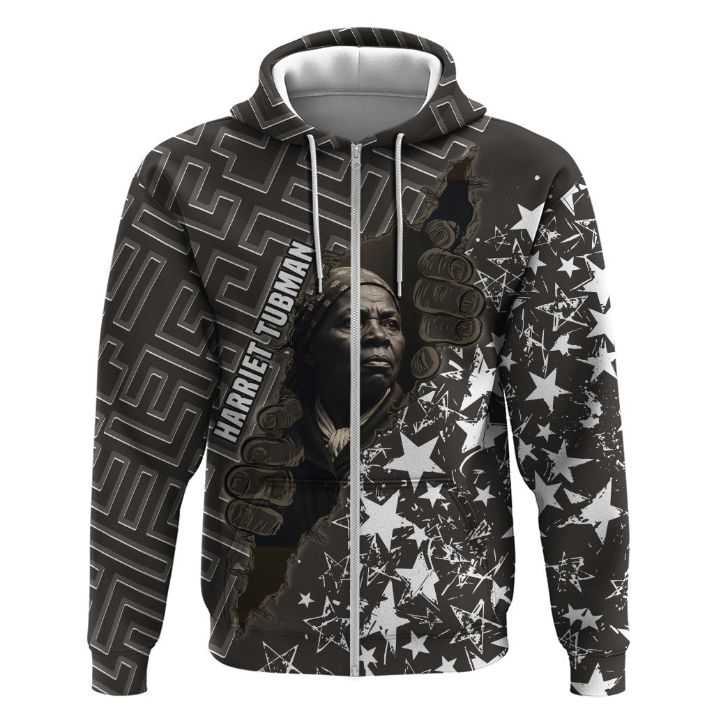 Harriet Tubman Underground Railroad Zip Hoodie Fearless In The Dark - Civil Rights Hero Vintage Art