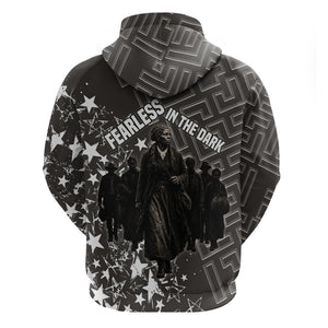Harriet Tubman Underground Railroad Zip Hoodie Fearless In The Dark - Civil Rights Hero Vintage Art