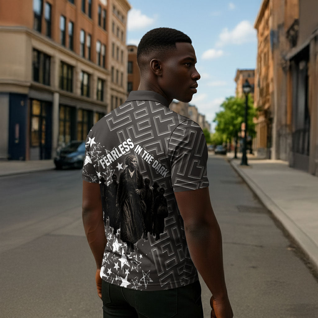 Harriet Tubman Underground Railroad Zipper Polo Shirt Fearless In The Dark - Civil Rights Hero Vintage Art