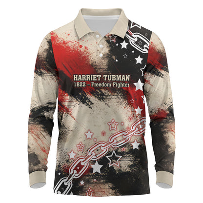 Freedom Fighter Harriet Tubman Long Sleeve Polo Shirt Freedom Was The Destination 1822