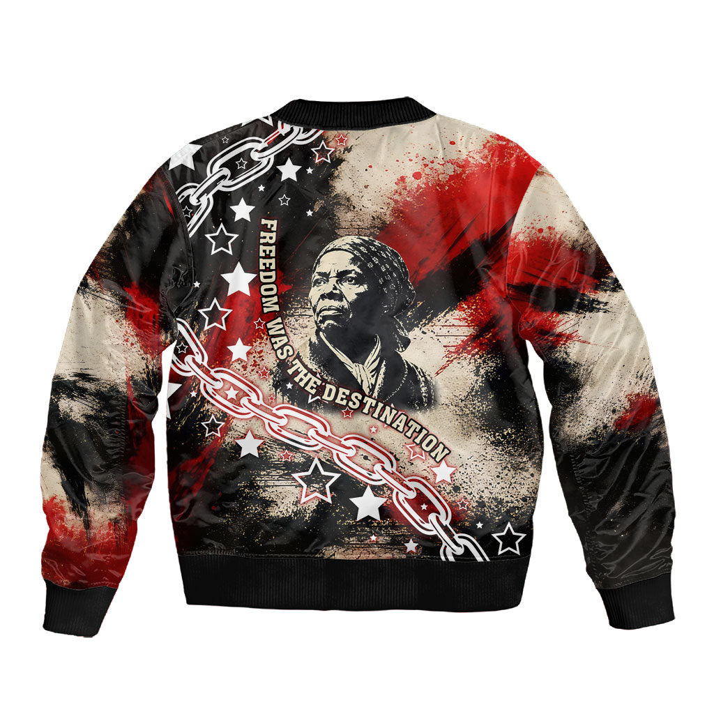 Freedom Fighter Harriet Tubman Sleeve Zip Bomber Jacket Freedom Was The Destination 1822