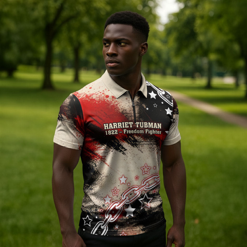 Freedom Fighter Harriet Tubman Zipper Polo Shirt Freedom Was The Destination 1822