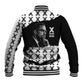 Malcolm X 101 Years Of Resistance Baseball Jacket Civil Rights Leader Portrait - Monochrome X Pattern