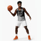Malcolm X 101 Years Of Resistance Basketball Jersey Civil Rights Leader Portrait - Monochrome X Pattern