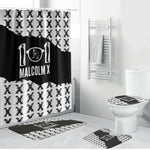 Malcolm X 101 Years Of Resistance Bathroom Set Civil Rights Leader Portrait - Monochrome X Pattern