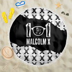 Malcolm X 101 Years Of Resistance Beach Blanket Civil Rights Leader Portrait - Monochrome X Pattern