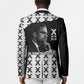 Malcolm X 101 Years Of Resistance Blazer Civil Rights Leader Portrait - Monochrome X Pattern