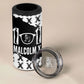 Malcolm X 101 Years Of Resistance 4 in 1 Can Cooler Tumbler Civil Rights Leader Portrait - Monochrome X Pattern