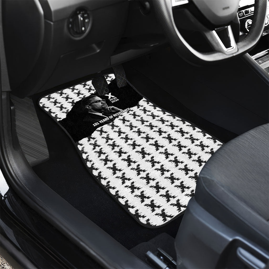 Malcolm X 101 Years Of Resistance Car Mats Civil Rights Leader Portrait - Monochrome X Pattern