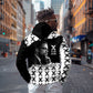 Malcolm X 101 Years Of Resistance Hoodie Civil Rights Leader Portrait - Monochrome X Pattern