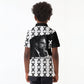 Malcolm X 101 Years Of Resistance Kid Polo Shirt Civil Rights Leader Portrait - Monochrome X Pattern