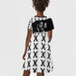 Malcolm X 101 Years Of Resistance Kid Short Sleeve Dress Civil Rights Leader Portrait - Monochrome X Pattern