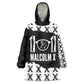 Malcolm X 101 Years Of Resistance Kid Wearable Blanket Hoodie Civil Rights Leader Portrait - Monochrome X Pattern