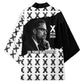 Malcolm X 101 Years Of Resistance Kimono Civil Rights Leader Portrait - Monochrome X Pattern