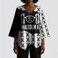 Malcolm X 101 Years Of Resistance Kimono Sleeve Blouse Civil Rights Leader Portrait - Monochrome X Pattern