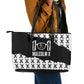 Malcolm X 101 Years Of Resistance Leather Tote Bag Civil Rights Leader Portrait - Monochrome X Pattern