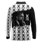 Malcolm X 101 Years Of Resistance Long Sleeve Polo Shirt Civil Rights Leader Portrait - Monochrome X Pattern
