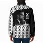 Malcolm X 101 Years Of Resistance Padded Jacket Civil Rights Leader Portrait - Monochrome X Pattern