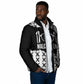Malcolm X 101 Years Of Resistance Padded Jacket Civil Rights Leader Portrait - Monochrome X Pattern